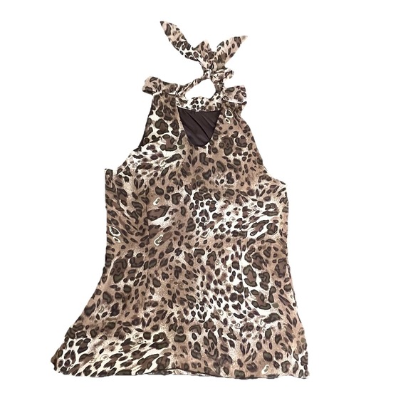 Vtg Y2K Ruffle Halter Top Sz X-Large Animal‎ Print Date Night Going Out Office - Picture 2 of 12